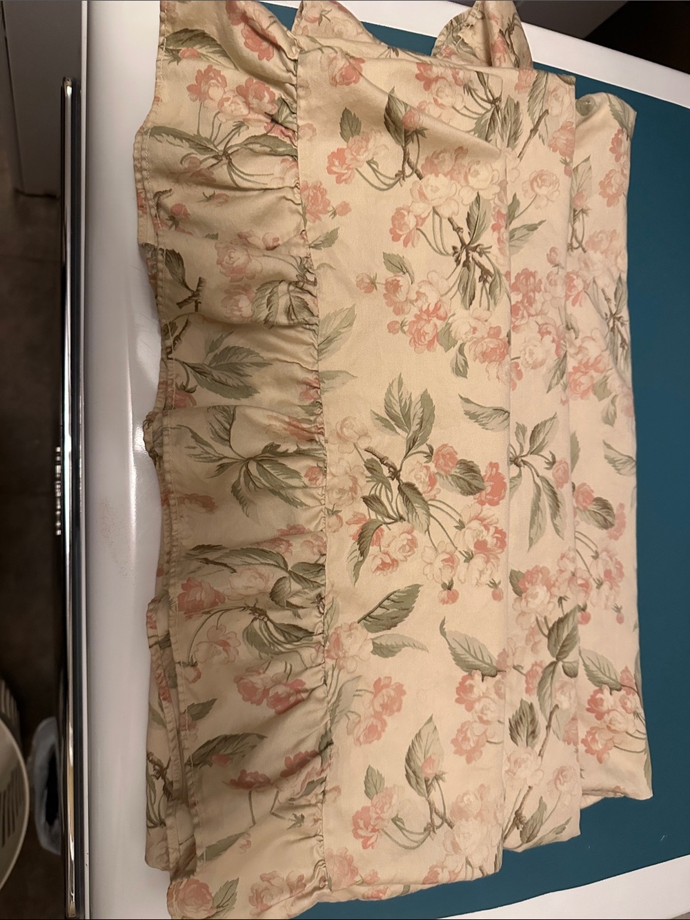 Ralph Lauren Cream Floral Cotton pillowcases with Pink Rose Print set of 3